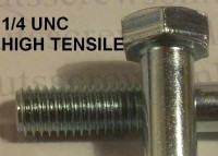 1/4 UNC Grade 8 High Tensile Bolts Zinc Plated