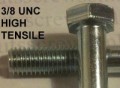3/8 UNC x 1/2 High Tensile Grade 8 Bolts Zinc Plated